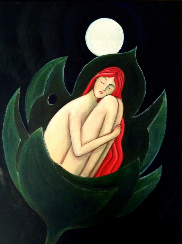 donna nella foglia
